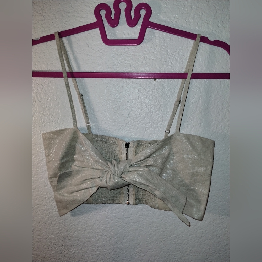 Jason Wu Metallic Gray Crop Top sz Extra Small Original MSRP $425
